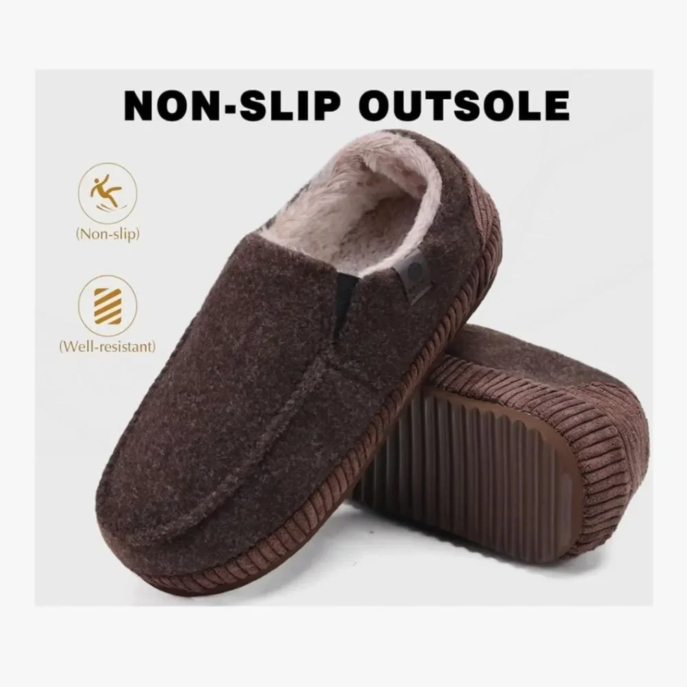 ONCAI Mens Clog Slippers with Arch Support Stripe Faux Fur - NWOB